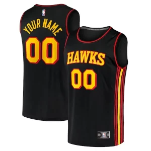 Accattivante Carino Duraturo Atlanta Hawks Youth Custom Fast Break Replica Jersey Black Statement Edition  per i veri fan