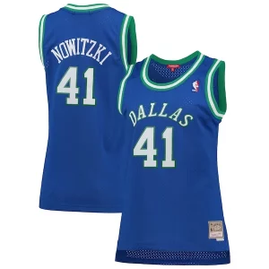Accattivante Dirk Nowitzki Dallas Mavericks Women's Hardwood Classics Swingman Jersey Blue  per i veri fan