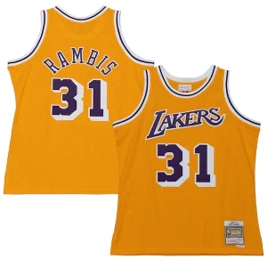 Accattivante Kurt Rambis Los Angeles Lakers 1984/85 Swingman Jersey Gold  per i veri fan