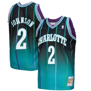 Accattivante Larry Johnson Charlotte Hornets 1992/93 Hardwood Classics Fadeaway Swingman Player Jersey Teal/Black  per i veri fan