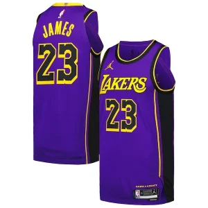 Accattivante LeBron James Los Angeles Lakers Jordan Brand Authentic Player Jersey Statement Edition Purple  per i veri fan
