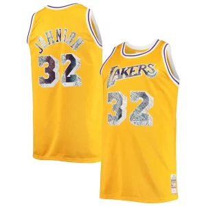 Accattivante Magic Johnson Los Angeles Lakers Big & Tall 1984/85 NBA 75th Anniversary Diamond Swingman Jersey Gold  per i veri fan