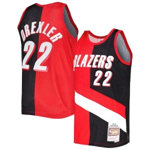 Attraente Clyde Drexler Portland Trail Blazers Hardwood Classics 1991/92 Split Swingman Jersey Red/Black  per i veri fan