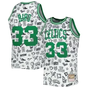 Attraente Larry Bird Boston Celtics 1985/86 Hardwood Classics Doodle Swingman Jersey White  per i veri fan