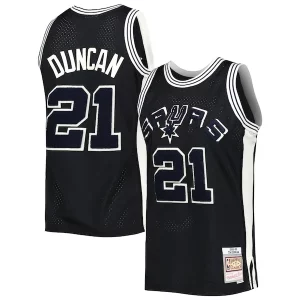 Attraente Magnifico Lussuoso Tim Duncan San Antonio Spurs 1998/99 Hardwood Classics Off Court Swingman Jersey Black  per i veri fan