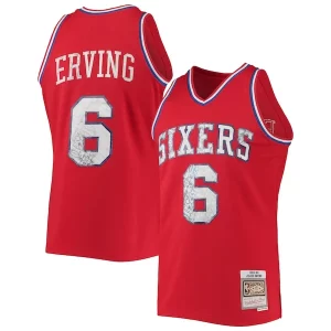 Attraente Versatile Julius Erving Philadelphia 76ers 1982/83 Hardwood Classics NBA 75th Anniversary Diamond Swingman Jersey Red  per i veri fan