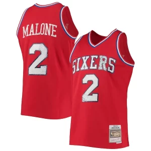 Bellissimo Attraente Moses Malone Philadelphia 76ers 1982/83 Hardwood Classics NBA 75th Anniversary Diamond Swingman Jersey Red  per i veri fan