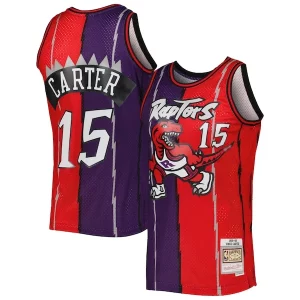 Bellissimo Attraente Vince Carter Toronto Raptors Hardwood Classics 1998/99 Split Swingman Jersey Purple/Red  per i veri fan