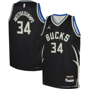 Bellissimo Delizioso Attraente Giannis Antetokounmpo Milwaukee Bucks Jordan Brand Youth Swingman Jersey Statement Edition Black  per i veri fan
