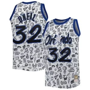 Bellissimo Fantastico Prestigioso Shaquille O'Neal Orlando Magic 1994/95 Hardwood Classics Doodle Swingman Jersey White  per i veri fan