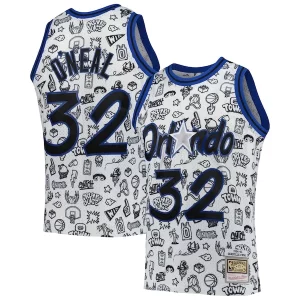 Bellissimo Lussuoso Shaquille O'Neal Orlando Magic 1994/95 Hardwood Classics Doodle Swingman Player Jersey White  per i veri fan