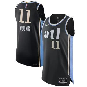 Bellissimo Nike Trae Young Atlanta Hawks Authentic Jersey City Edition Black  per i veri fan
