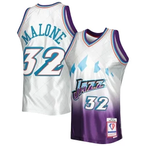 Bellissimo Prestigioso Ottimo Karl Malone Utah Jazz 1996/97 Hardwood Classics 75th Anniversary Swingman Jersey Platinum  per i veri fan