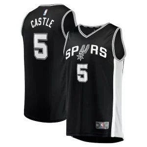 Fascinante Robusto Resistente Stephon Castle San Antonio Spurs 2024 NBA Draft Fast Break Player Jersey Icon Edition Black  per i veri fan