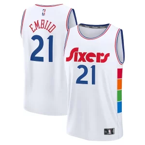 Bellissimo Raffinato Resistente Joel Embiid Philadelphia 76ers 2024/25 Fast Break Player Jersey City Edition White  per i veri fan