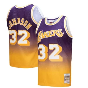Carino Magic Johnson Los Angeles Lakers 1984/85 Hardwood Classics Fadeaway Swingman Player Jersey Gold/Purple  per i veri fan
