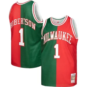 Carino Pratico Oscar Robertson Milwaukee Bucks Hardwood Classics 1971/72 Split Swingman Jersey Green/Red  per i veri fan