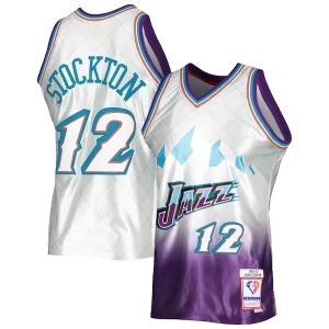 Classico Gorgeous Ottimo John Stockton Utah Jazz 1996/97 Hardwood Classics 75th Anniversary Swingman Jersey Platinum  per i veri fan