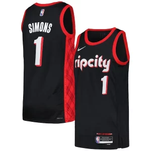 Classico Magnifico Anfernee Simons Portland Trail Blazers Nike Swingman Player Jersey City Edition Black/Red  per i veri fan