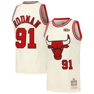 Classico Moderno Dennis Rodman Chicago Bulls Chainstitch Swingman Jersey Cream  per i veri fan