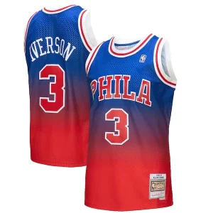 Classico Splendido Duraturo Allen Iverson Philadelphia 76ers 1996/97 Hardwood Classics Fadeaway Swingman Player Jersey Red/Royal  per i veri fan