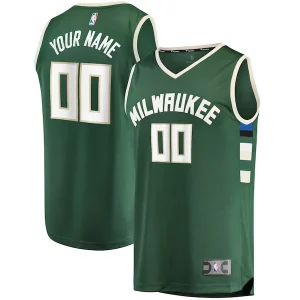 Comodo Accattivante Ottimo Milwaukee Bucks Youth Fast Break Custom Replica Jersey Hunter Green Icon Edition  per i veri fan