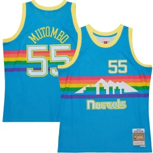 Comodo Dikembe Mutombo Denver Nuggets Hardwood Classics 1991/92 Tropical Swingman Jersey Blue  per i veri fan