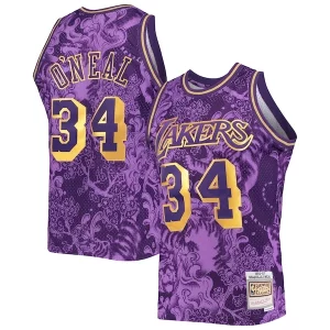 Cool Carino Meraviglioso Shaquille O'Neal Los Angeles Lakers Hardwood Classics 1996/97 Lunar New Year Swingman Jersey Purple  per i veri fan