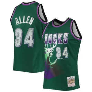 Cool Eccezionale Comodo Ray Allen Milwaukee Bucks 1996/97 Hardwood Classics NBA 75th Anniversary Diamond Swingman Jersey Green  per i veri fan