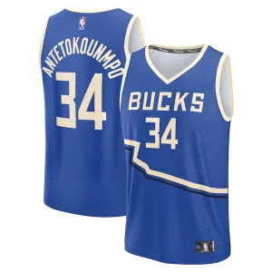 Trendy Giannis Antetokounmpo Milwaukee Bucks Youth 2024/25 Fast Break Player Jersey City Edition Royal  per i veri fan