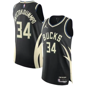 Cool Gorgeous Giannis Antetokounmpo Milwaukee Bucks Jordan Brand Authentic Player Jersey Statement Edition Black  per i veri fan