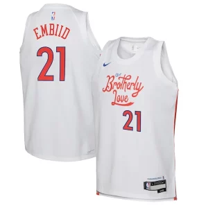 Cool Joel Embiid Philadelphia 76ers Nike Youth 2022/23 Swingman Jersey City Edition White  per i veri fan