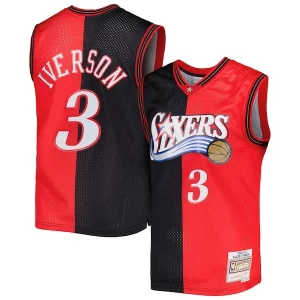 Duraturo Allen Iverson Philadelphia 76ers Hardwood Classics 2000/01 Split Swingman Jersey Black/Red  per i veri fan