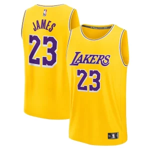 Duraturo Fantastico Carino LeBron James Los Angeles Lakers Youth Fast Break Replica Player Jersey Icon Edition Gold  per i veri fan