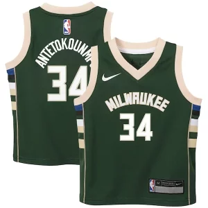 Duraturo Giannis Antetokounmpo Milwaukee Bucks Nike Preschool Swingman Player Jersey Icon Edition Hunter Green per i veri fan