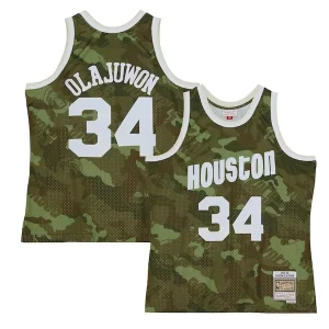 Duraturo Hakeem Olajuwon Houston Rockets Hardwood Classics 1993/94 Ghost Green Swingman Jersey Camo  per i veri fan