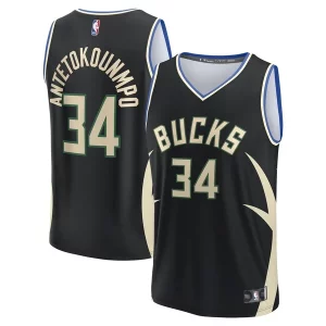 Duraturo Incantevole Giannis Antetokounmpo Milwaukee Bucks Fast Break Replica Player Jersey Statement Edition Black  per i veri fan