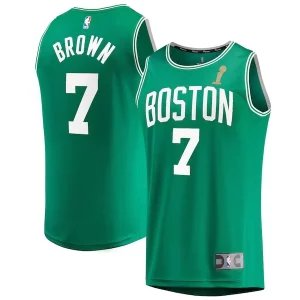 Duraturo Jaylen Brown Boston Celtics 2024 NBA Finals Champions Fast Break Replica Player Jersey Kelly Green Icon Edition  per i veri fan