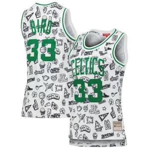 Duraturo Larry Bird Boston Celtics Women's 1985 Doodle Swingman Jersey White  per i veri fan