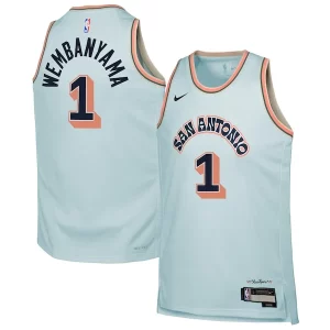 Duraturo Victor Wembanyama San Antonio Spurs Nike Youth 2024/25 Swingman Player Jersey City Edition Light Blue  per i veri fan
