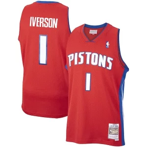 Eccezionale Allen Iverson Detroit Pistons 2008/09 Hardwood Classics Swingman Jersey Red  per i veri fan