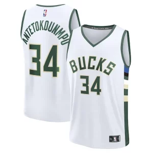 Magnifico Carino Prestigioso Giannis Antetokounmpo Milwaukee Bucks Fast Break Replica Player Jersey Association Edition White  per i veri fan