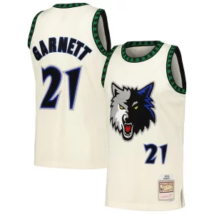 Eccezionale Pratico Trendy Kevin Garnett Minnesota Timberwolves Chainstitch Swingman Jersey Cream  per i veri fan