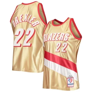 Eccezionale Pratico Versatile Clyde Drexler Portland Trail Blazers 75th Anniversary 1991/92 Hardwood Classics Swingman Jersey Gold  per i veri fan