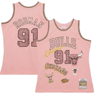 Eccezionale Raffinato Delizioso Dennis Rodman Chicago Bulls 1997/98 Swingman Sidewalk Sketch Jersey Pink  per i veri fan