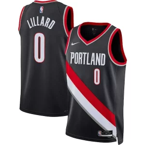 Eccezionale Versatile Gorgeous Damian Lillard Portland Trail Blazers Nike Unisex Swingman Jersey Icon Edition Black/White  per i veri fan