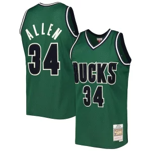 Elegante Ray Allen Milwaukee Bucks 2000/01 Hardwood Classics Off Court Swingman Jersey Hunter Green  per i veri fan