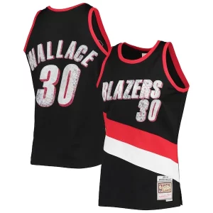 Elegante Stupendo Sofisticato Rasheed Wallace Portland Trail Blazers 1999/00 Hardwood Classics NBA 75th Anniversary Diamond Swingman Jersey Black  per i veri fan