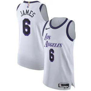 Elegante Versatile Bellissimo LeBron James Los Angeles Lakers Nike 2022/23 Authentic Jersey City Edition White  per i veri fan