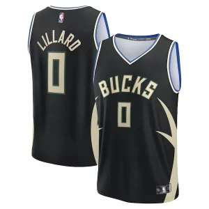 Fantastico Damian Lillard Milwaukee Bucks Youth Fast Break Replica Player Jersey Statement Edition Black  per i veri fan